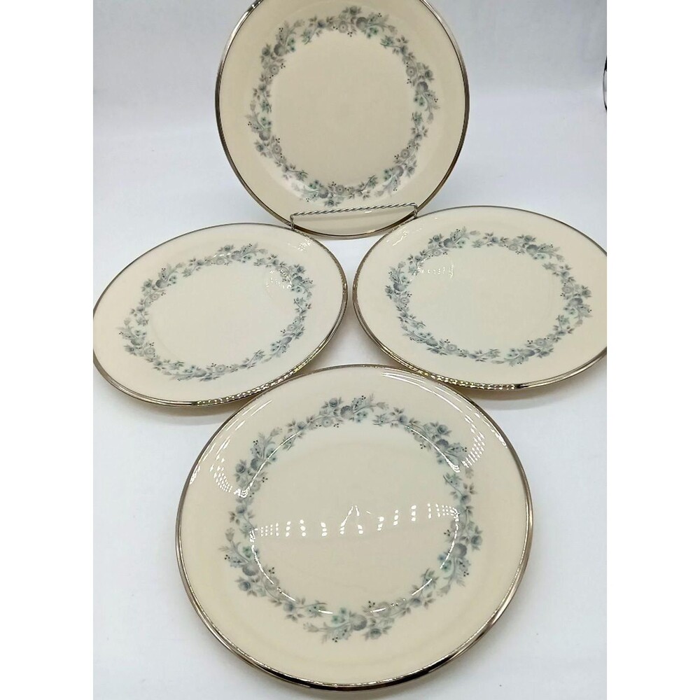 Vintage Lenox Repertoire Set of Four 10.5" Dinner Plates Silver Platinum Trim